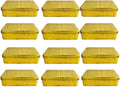 Pack of 12 Glittering Gold Rectangular Tin Container With Lid, Multipurpose Tin Box, Festive Tin Box for Gift Giving, Cookies, Stationery & More - 7.25 x 5.25 x 2.25 Inches