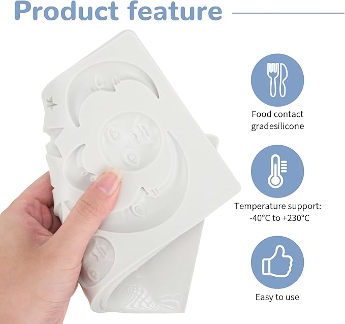 1 Pcs Star,Moon and Sun Silicone Mold for Chocolate, Fondant, Cake Decor and Epoxy DIY