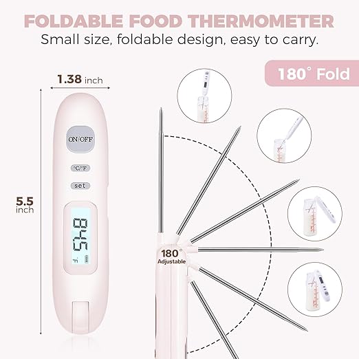 Meat Thermometer Digital - Instant Read Food Thermometer for Cooking Grilling Air Fryer Griddle Probe Kitchen Gadgets Essentials BBQ Grill Smoker Oil Fry Candy Turkey Instant Read Thermometer