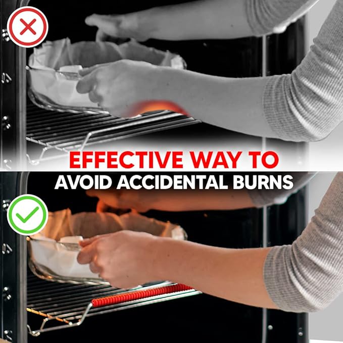 Oven Liners for Bottom of Oven Silver (2-pack) Bundled with Rack Shield (2-pack) - Large Mat for Bottom of Stove (17"x 25") and 14" Orange Range Guards for Racks - Reusable & Heat Resistant