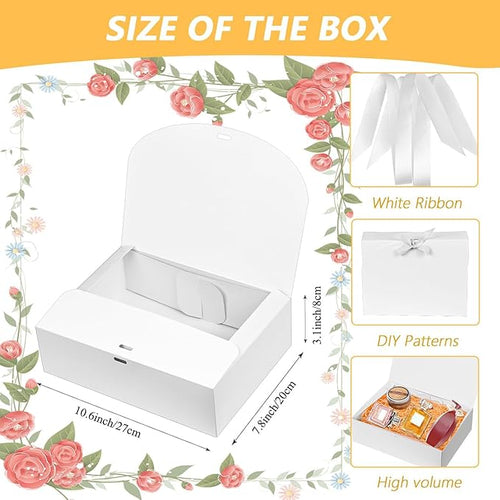 15Pack Gift Boxes with Lids, 10.6x7.8x3.1 Inches Bridesmaid Proposal Boxes with Ribbon, White Gift Boxes for Presents,Kraft Paper Boxes for Wedding Christmas Birthday Baby Shower Party