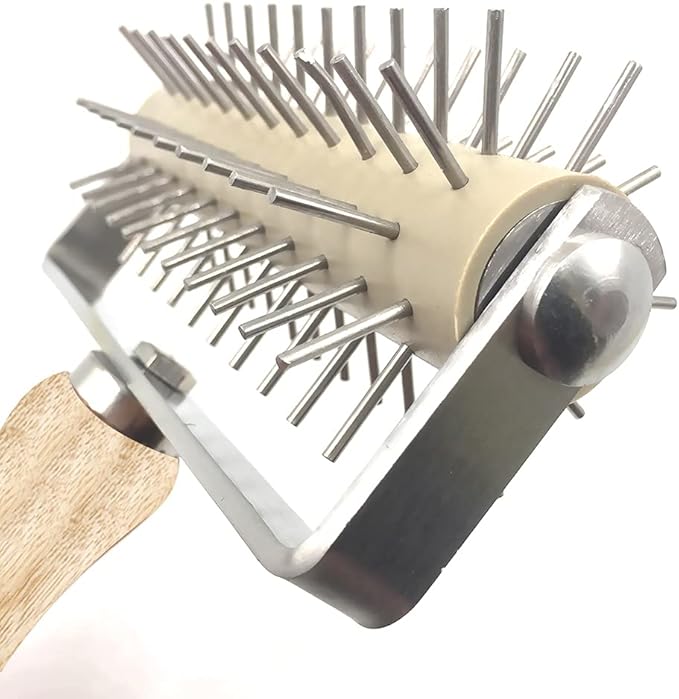 Time-Saver Pizza Dough Roller Docker with Wood Handle, for Pizza Cookie Cake Pie Pastry Bread Dough (Stainless Steel)