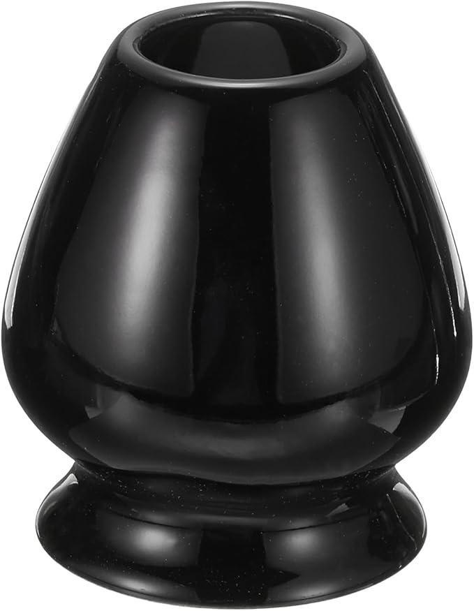 HARFINGTON Ceramic Chasen Stand 72mm Matcha Whisk Holder Teas Set Whisks Stand Traditional Matcha Tea Chasen Holder Tea Set Accessories for Tea Tasting, Black