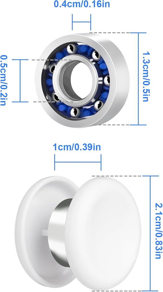 NiArt Fidget Spinner Toy DIY Bearing with Caps Set of 24, MR137 0.5" Single-Sealed Chrome Steel Bearing Balls Replacement High Speed 13mmx7mmx4mm Epoxy Resin Casting Craft Skateboard Stress Reliever