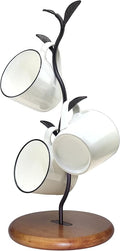 Coffee Mug Holder Tree Rack for Counter,Leaf Shaped Tea Cup Mug Holder Stand for Countertop,Perfect Coffee Bar Accessory & Kitchen Home Organizer Black