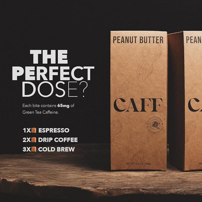 CAFF All Natural Energy Bites - Caffeinated Peanut Butter Bite for Energy Boost - 65mg Caffeine Peanut Butter Bars – 20 Calorie Organic Caffeine Snacks - Gluten-Free, Keto (20 Bites)