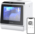 Portable Dishwasher Countertop, WIFI Smart Dishwasher, Compact Mini Dishwashers with 5L Built-in Water Tank, 6 Programs, 360° Dual Spray, High-Temp& Air-Dry Function, Fruit Cleaning