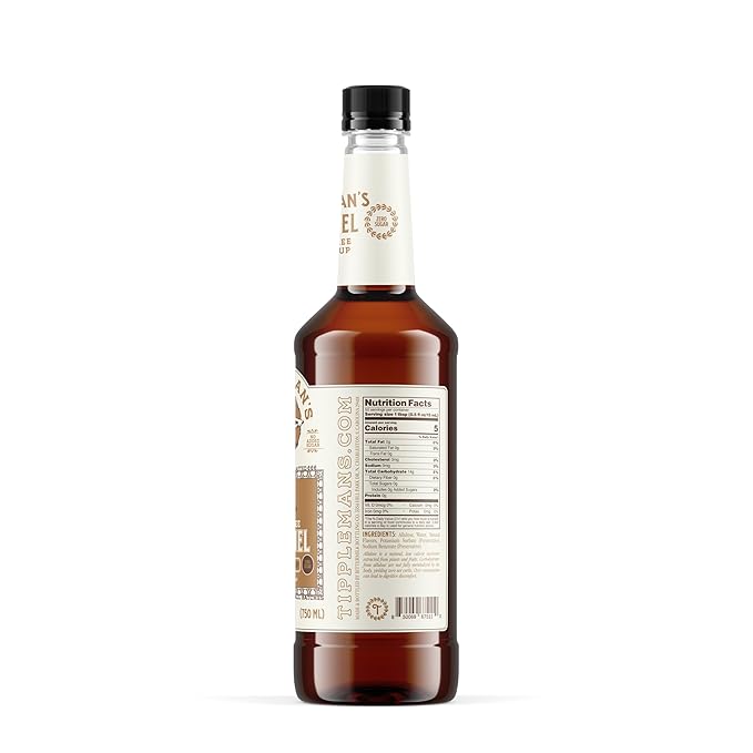 Tippleman's Sugar Free Caramel Coffee Syrup, Zero-Sugar, Great for Drinks, Lattes & Espressos – 750ml Bottle Fits Pump