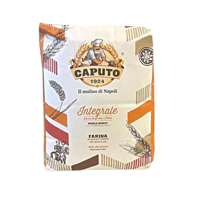 Antimo Caputo Integrale Whole Wheat Flour 11 Pound Bag - Naturally contains Wheat Bran & Germ, From Italy