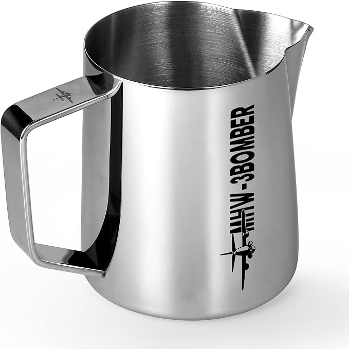 MHW-3BOMBER Espresso Steaming Pitcher Milk Frothing Pitcher Stainless Steel Milk Coffee Cappuccino Latte Art Barista Cup 16.9oz/500ml (Glossy) P5002S