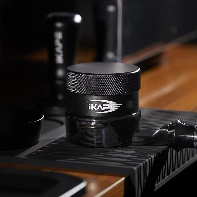 IKAPE 51MM Black Espresso Tool Set 8 IN 1, Coffee Tamper, Distributor, Magnetic Funnel, Puck Screen, Tamper Station, Stirrer Distribution Tool, Cleaning Towel and Brush