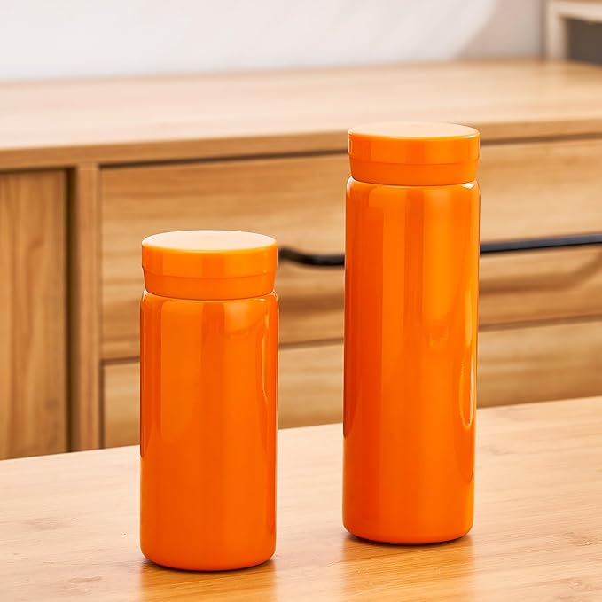 10oz Mini Water Bottle Stainless Steel Thermos Small Flask - Insulated Vacuum, Leak Proof, Keeps Drinks Hot/Cold - Ideal for Coffee, Tea, Water - Orange