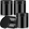 Patelai 4 Pieces Round Wide-mouth Leak Proof Plastic Container Jars with Lids for Travel Storage Makeup Beauty Products Face Creams Oils Salves Ointments DIY Making(16 Ounce,Pure Black)