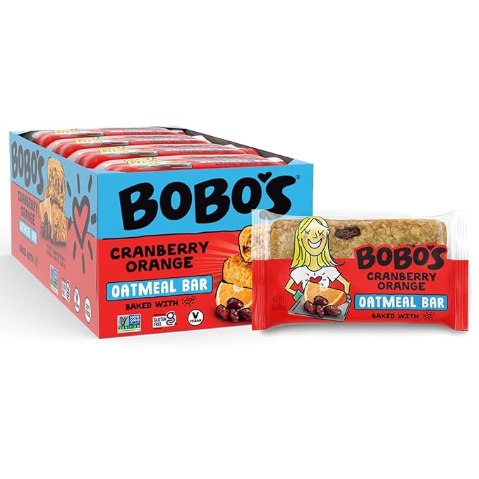 Bobo's Cranberry Orange Oat Bars, Gluten Free, Non-GMO, Whole Grain Oats, Pack of 12 | Snack Bars | On-the-Go | Made with Simple Ingredients