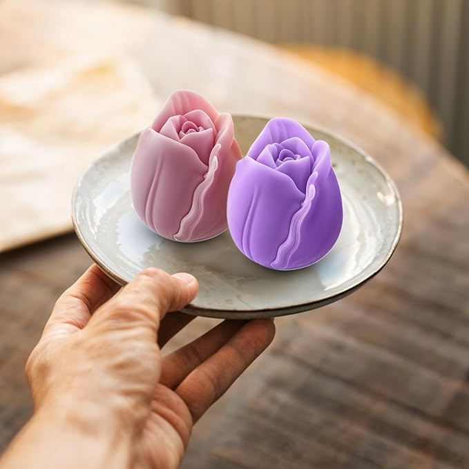 2PCS Tulip Flower Silicone Molds Tulip Bouquet Silicone Candle Molds 3D Floral Resin Candle Soap Mold Flower Fondant Chocolate Cake Decoration Mold Resin Casting