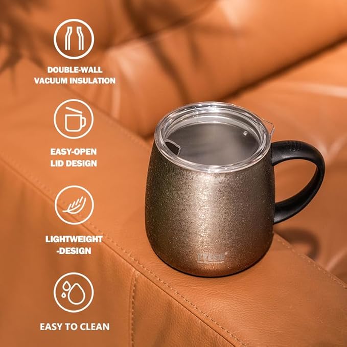 TYESO Office Coffee Mug,Vacuum Insulated Mug Double Wall Stainless Steel Cup (Rose Gold, 12 oz)