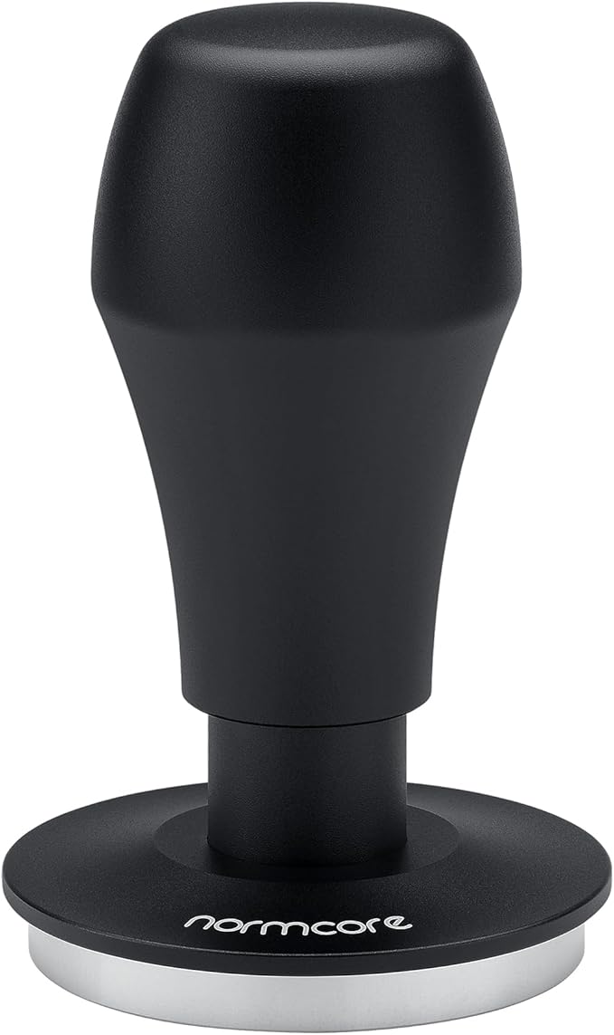 Normcore 58mm Coffee Tamper V4.1 with Click Feedback, Self-Leveling Spring-Loaded Design, 304 Stainless Steel Flat Base for 58mm Espresso Portafilters, Black Anodized Aluminum Handle