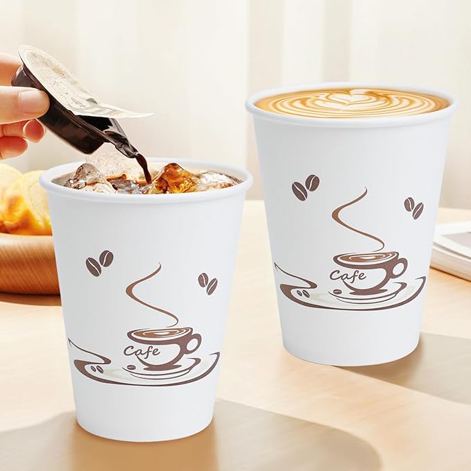 Lamosi 240 Pack 12 OZ Coffee Cups, Disposable Paper Cups for Hot/Cold Beverage, Disposable Cups 12 oz, Leak-Free Paper Coffee Cups for Cafe, Restaurant, Office and Home