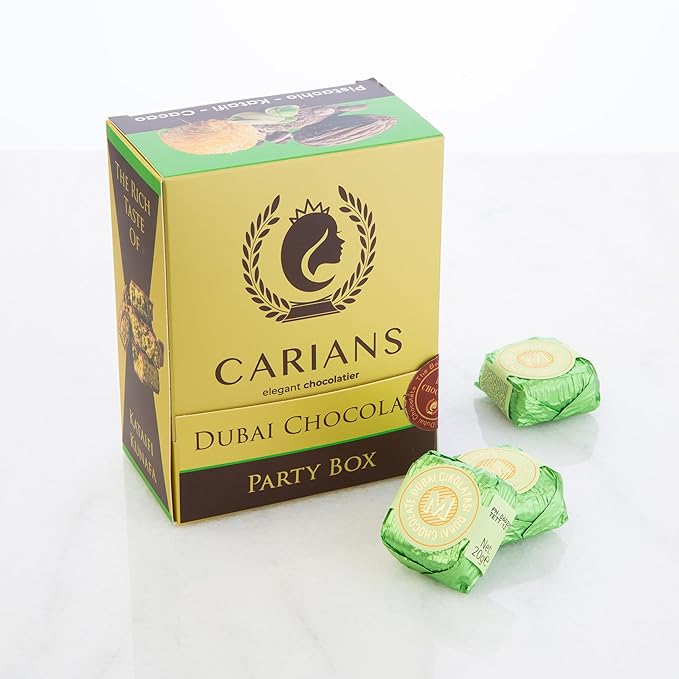 CARIANS One Bite Size Dubai Chocolate, 10 Pcs. Individually Wrapped Chocolate, Candy with Pistachio and Kataifi, Great for Gift Giving, Anniversary, Thanksgiving, Christmas