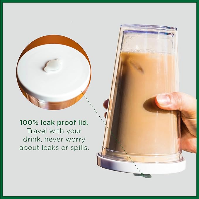 Reusable Iced Coffee Cup (16 Oz/Grande), Leak Proof and Double Wall Insulated Iced Coffee Tumbler, Come with Reusable Plastic and Metal Straws and Straw Cleaner