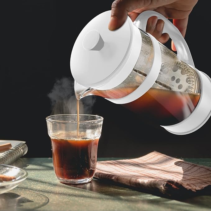 Utopia Kitchen 12 Ounce 0.35 Liter French Press Coffee Maker, Tea Maker, Travel Coffee Presses, Heat Resistant Thickened Borosilicate Coffee Pot for Camping Travel Gifts, White Pack of 1