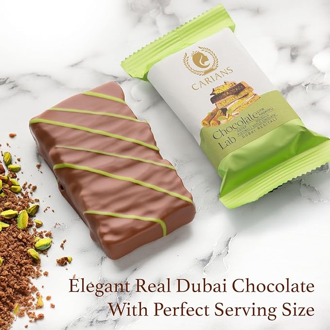 CARIANS Dubai Chocolate Bar with Pistachio, Luxury Chocolate with Crispy Kunafa, Great for Gift Giving, Anniversary, Thanksgiving, Christmas