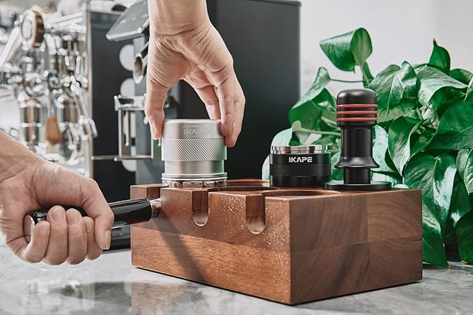 IKAPE Coffee Products, 51MM Espresso Tamper, Premium Barista Coffee Calibrated Tamper with Spring Loaded, 100% Stainless Steel Tamper Compatible with All 51MM Bottomless Portafilter (Silver)