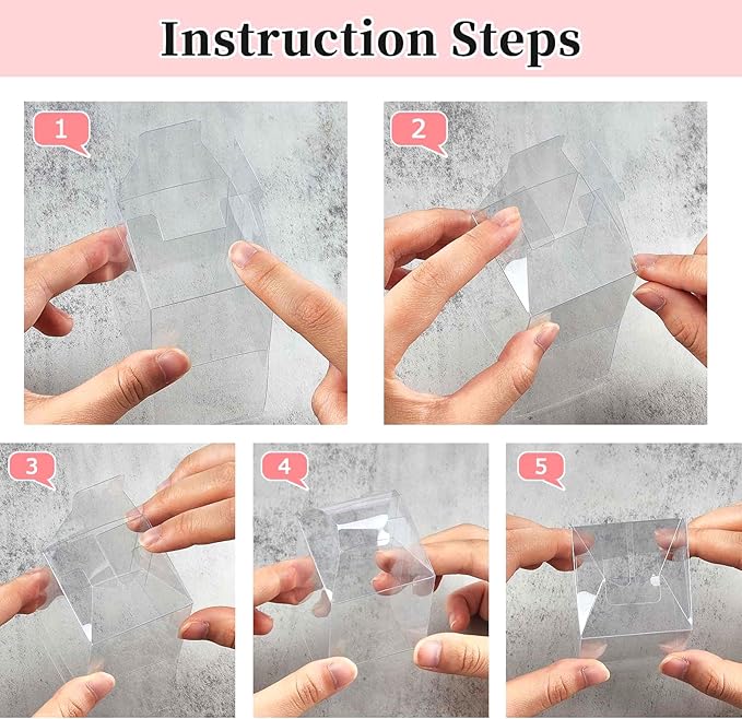 JOERSH 2x2x2 Inches Clear Boxes for Favors with Gift Ribbons, 60 PCS Mini Transparent Cube Wedding Baby Shower Birthday Party Favor Boxes, Small Gifts Display Individual Macaron Box