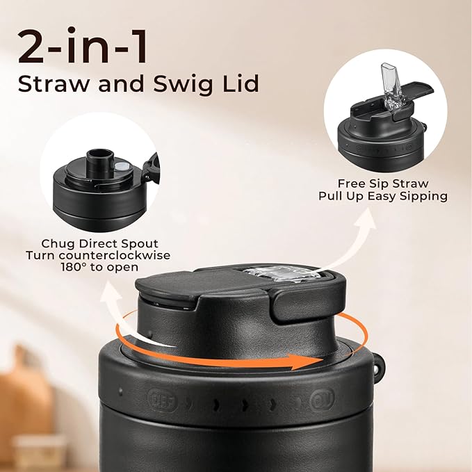 2 Pack 49oz Thermal Coffee Carafe and 15oz Insulated Water Bottle, Stainless Steel Vacuum Thermal Carafes and Water Bottle for Keeping Coffee, Tea, Water - Keep 12 Hours Hot, 24 Hours Cold