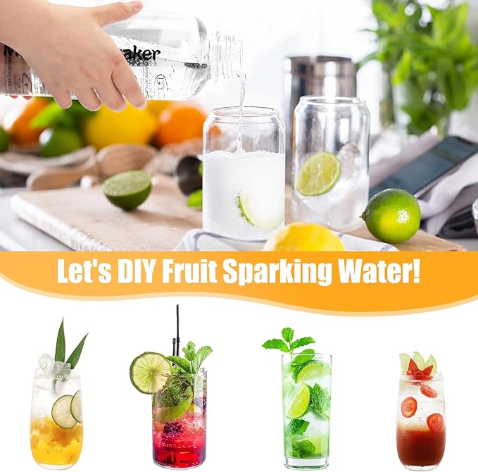 Portable Soda Siphon, 1L Travel Sparkling Water Maker Machine for Home & Outdoor, Carbonated Water Soda Streaming Machine, Soda Maker for Cocktails or Fizzy Drink, 8 gram CO2 Cartridges(Not Included)