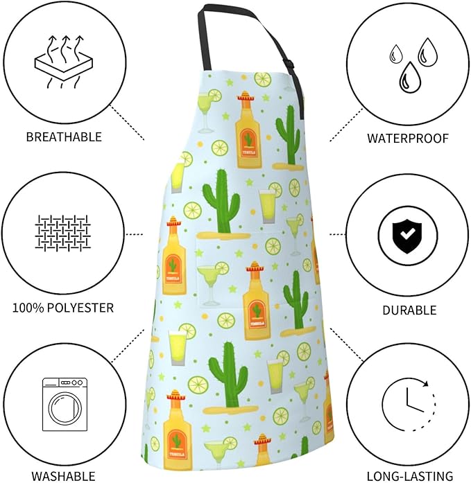 Flamingo Apron Baking Aprons Novelty Cooking Chef Gift Bbq Grilling With 2 Pockets Kitchen Apron