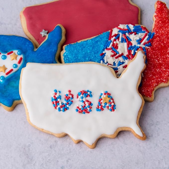 Sweets Indeed Sprinkles 6 Cell Edible Sprinkle Mix Jimmies Perfect for Cake Decorations Baking Ice Cream Cookies Cupcake Topper (Patriotic)