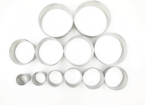12 Piece Plain Round Pastry/Cookie Cutter Set Heavy Duty Commercial Grade 18/8 304 Stainless Steel - Metal Marked Size – Perfect For Cooking Enthusiast