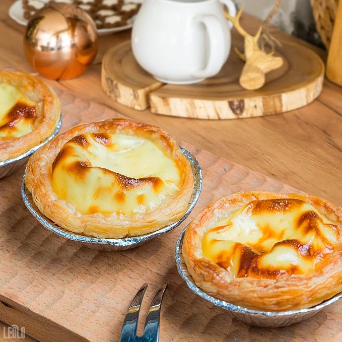 LEGLO 100 Pcs Disposable Egg Tart Tins - 2.9" Aluminum Mini Pie Tins, Quality and Durable Material, Easy to Use and Oven Safe, Moisture and Odor Resistant, Good for Fruit, Pastry, Meat, and Pot Pies