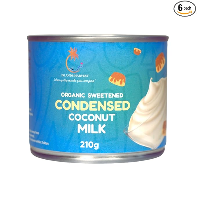 Islands Harvest Sweetened Condensed Coconut Milk Pack of 6 | Gluten-Free, Non-GMO, Vegan Coconut Milk | Rich and Tasty Coconut Flavor Milk | No Added Artificial Flavors, Colors and Preservatives