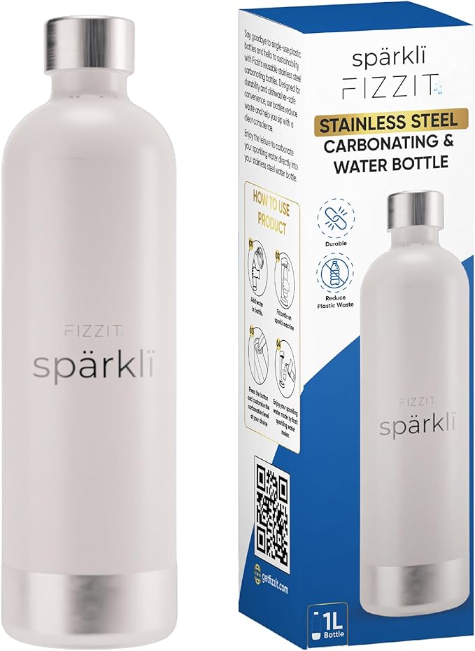 Stainless Steel Carbonation Bottle and Water Bottle | Compatible With Philips Carbonation Soda Maker and Aarke Soda Makers, Dishwasher Safe