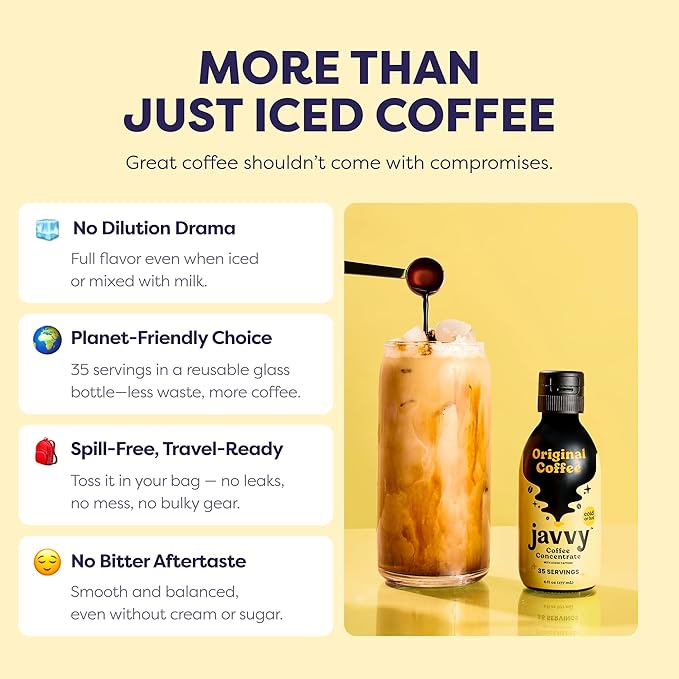 Javvy Coffee Concentrate - Cold Brew Coffee, Perfect for Hot or Iced Instant Coffees, Hot Drinks, Cold Brew Concentrate - Original & Mocha