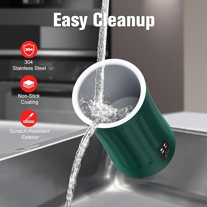 Electric Milk Frother, 4-in-1 Milk Steamer and Frother, 8.1oz/240ml Automatic Warm and Cold Foam Maker, Auto Shut-Off Frother for Coffee, Latte, Cappuccino, Macchiato(Green)