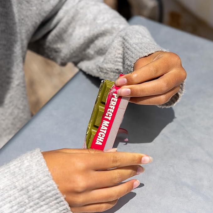 TCHO Perfect Matcha Chocolate Bar 10 Pack - Organic Oat Milk Chocolate with Matcha Shell and Strawberry Filling - Plant-Based Non-GMO Matcha Snacks