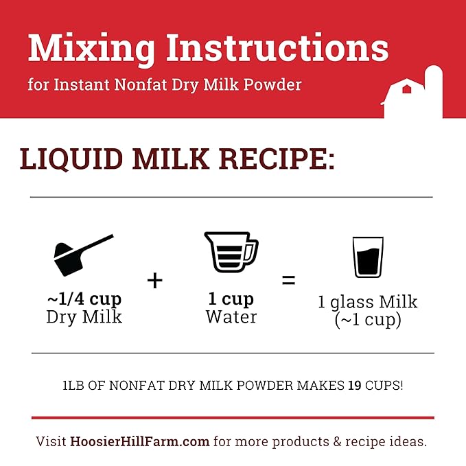 Hoosier Hill Farm Instant Nonfat Dry Milk Powder, 1LB (Pack of 1)