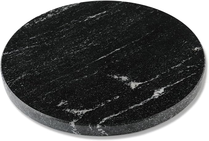 Koville Brazilian Natural Marble Cutting Board for Kitchen, 11inch Round Hand Crafted Marble Slab for Cheese, Charcuterie, Pastry Board - Wedding Gift, House Warming Gift(Via Lactea)