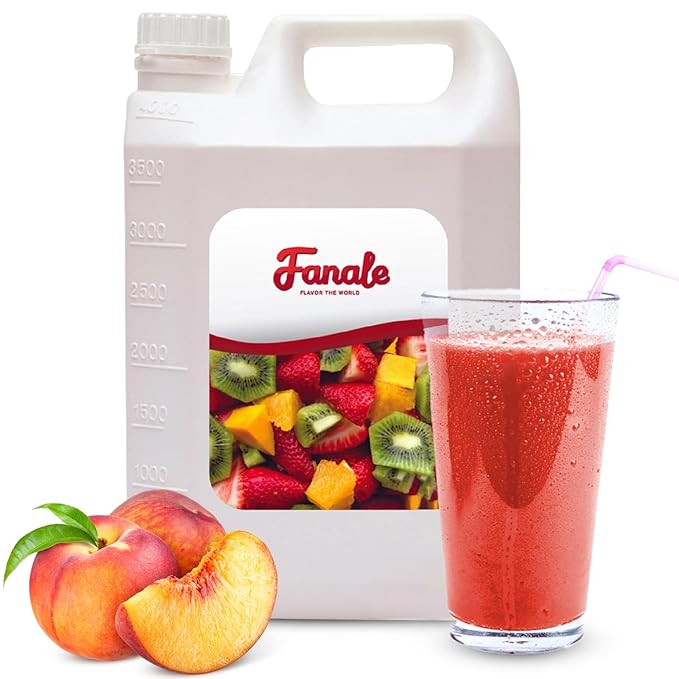 Fanale Premium Flavoring Concentrated Syrup for Bubble Tea 11 lb | Peach Flavor Syrup | for Boba Tea, Smoothies, Slushes, Desserts | 11lb | SRP040