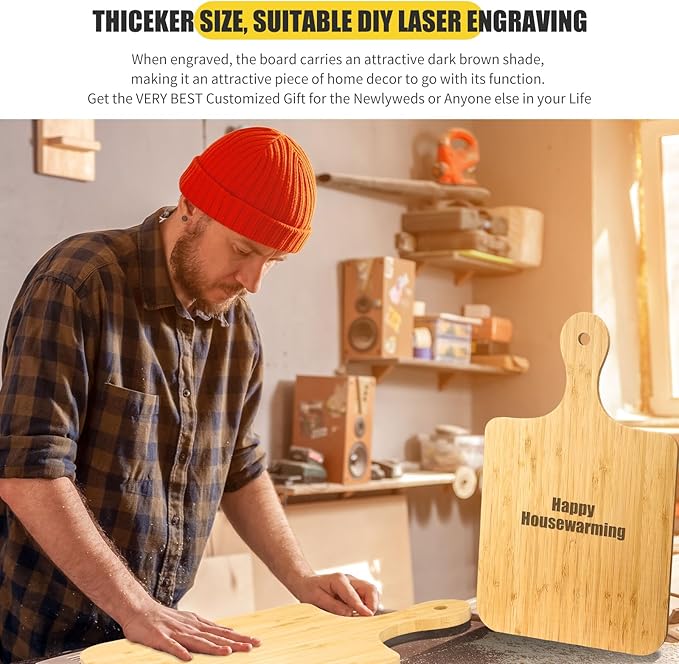 Lounsweer 6 Pcs Thicken Cutting Board Bulk Wood Board for Chopping Serving Charcuterie Material for Laser Engraving Mother' Day Wedding Housewarming Gift(Bamboo,16 x 10 Inches)