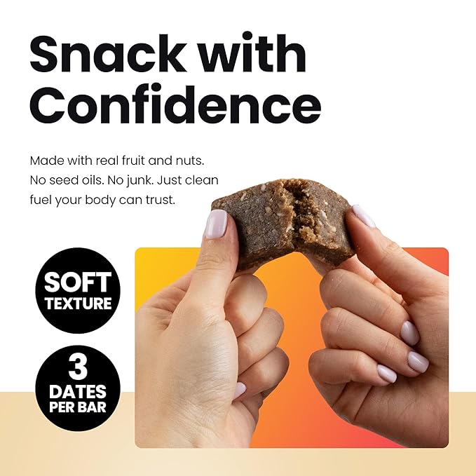 Bahamii Snack Bars, Made with Dates & Nuts, Healthy Snacks, Gluten Free, Good Source of Fiber, Only 6 Ingredients, For Kids & Adults, No Added Sugar, Vegan, 12 Pack, Coconut Vanilla