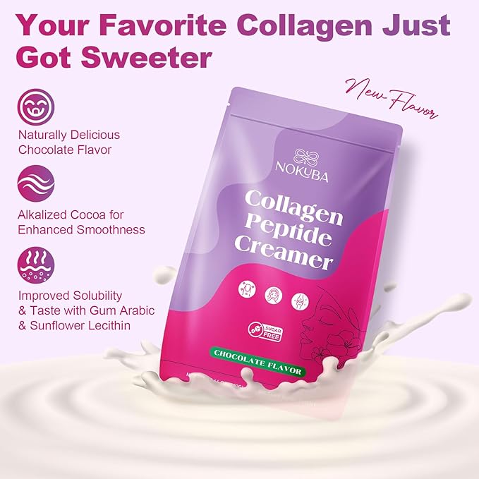 Collagen Protein Coffee Creamer Powder, Marine Collagen Peptides with Coconut Mct Oil for Hair Skin & Nails Support, Non Dairy, Sugar Free, Keto Friendly, Chocolate Flavor, 500g (20 Servings)