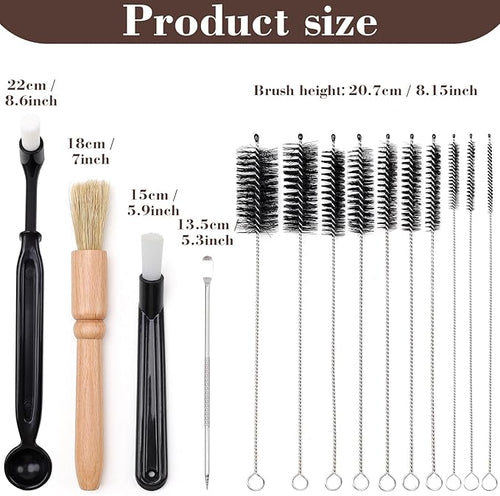 14 PCS Coffee Grinder Brush Set - Professional Espresso Machine Cleaning Kit, Multifunctional Burr Cleaner Brushes & Barista Tools for Home & Commercial Use