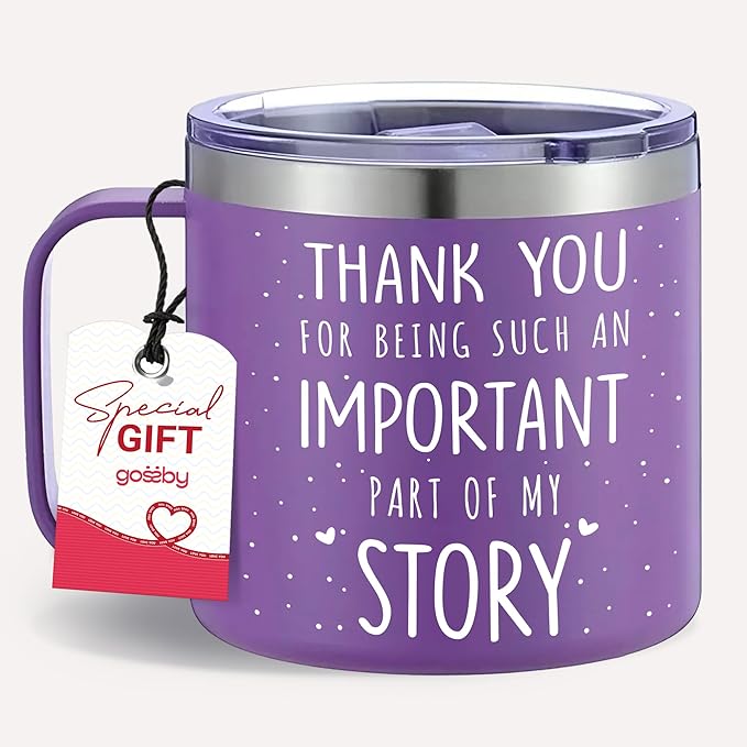 Gossby Thank You Gift for Women - 14oz Insulated Coffee Tumbler Mug - Thank You for Being An Important Part - Appreciation, Birthday Gift for Teacher, Coworker, Friend - Travel Cup with Lid, Straw