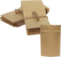 2 oz Stand up Zipper Pouch Bag - FDA and USDA Compliant Heavy Barrier 4X6X2 Inch (100, Natural Kraft)