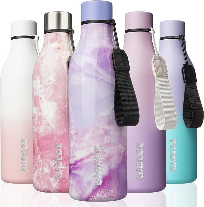 BJPKPK Insulated Water Bottles, 25 oz Stainless Steel Metal Water Bottle with Strap, BPA Free Leak Proof Thermos, Mugs, Flasks, Reusable Water Bottle for Sports & Travel, Dawn