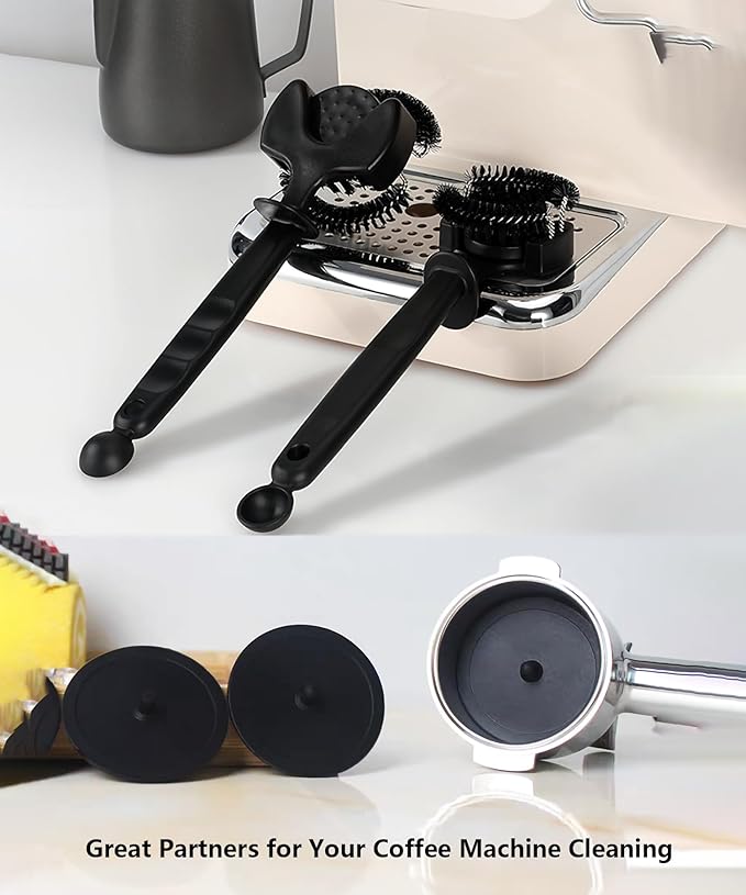 Espresso Coffee Machine Cleaning Brush Kit with Portafilter Cleaning Disc (Brush and Disc for 58mm Coffee Machine)